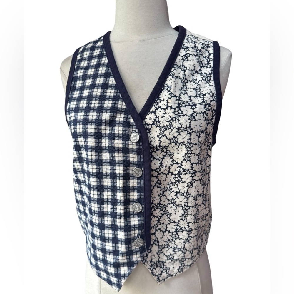 1970s Boardwalk 100% Cotton, Floral & Gingham Cottagecore Vest